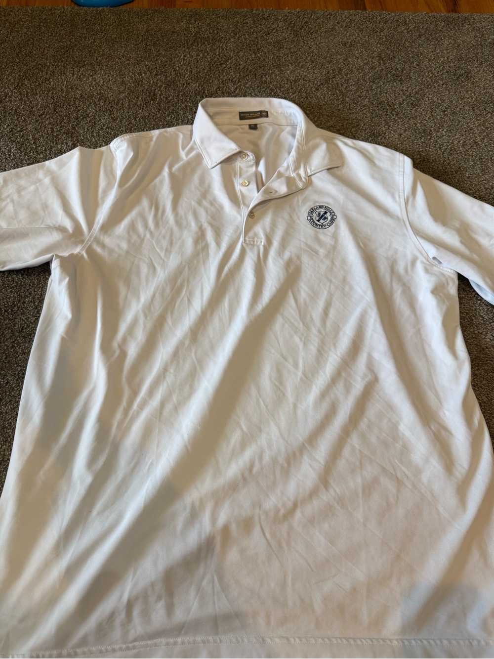 Peter Millar White Polo with Embroidered Crest